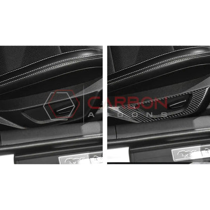 Real Carbon Fiber Seat Control Outer Trim Overlay for 2024+ Ford Mustang