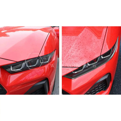 Real Carbon Fiber Headlight Decorative Strip Overlays for 2024+ Ford Mustang