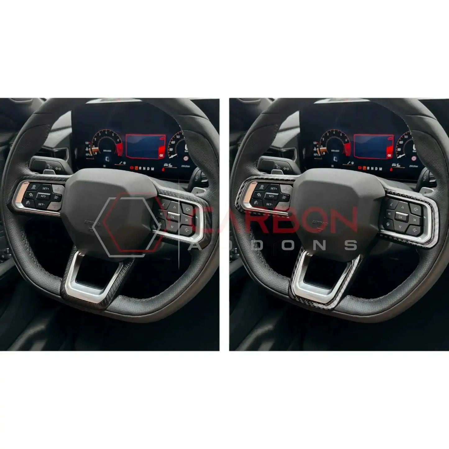 Real Carbon Fiber Steering Wheel Trim Overlays for 2024+ Ford Mustang