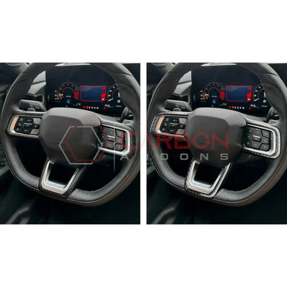 Real Carbon Fiber Steering Wheel Trim Overlays for 2024+ Ford Mustang