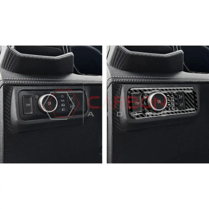 Real Carbon Fiber Headlight Control Trim Overlay for 2024+ Ford Mustang