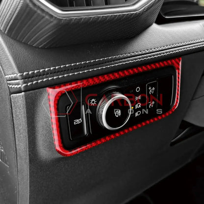 Real Carbon Fiber Headlight Control Outer Trim Overlay for 2024+ Ford Mustang