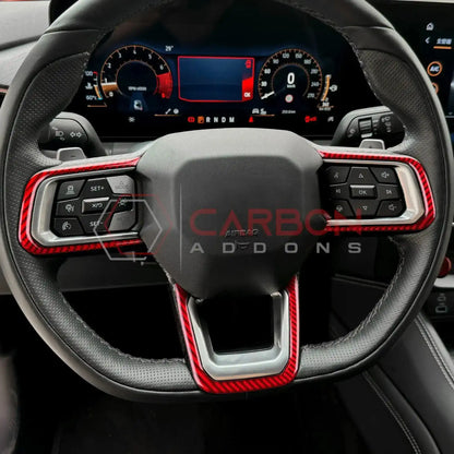 Real Carbon Fiber Steering Wheel Trim Overlays for 2024+ Ford Mustang