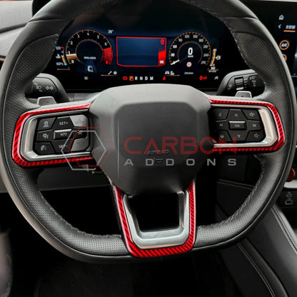2024+ S650 Mustang Real Carbon Fiber Steering Wheel Trim Overlays