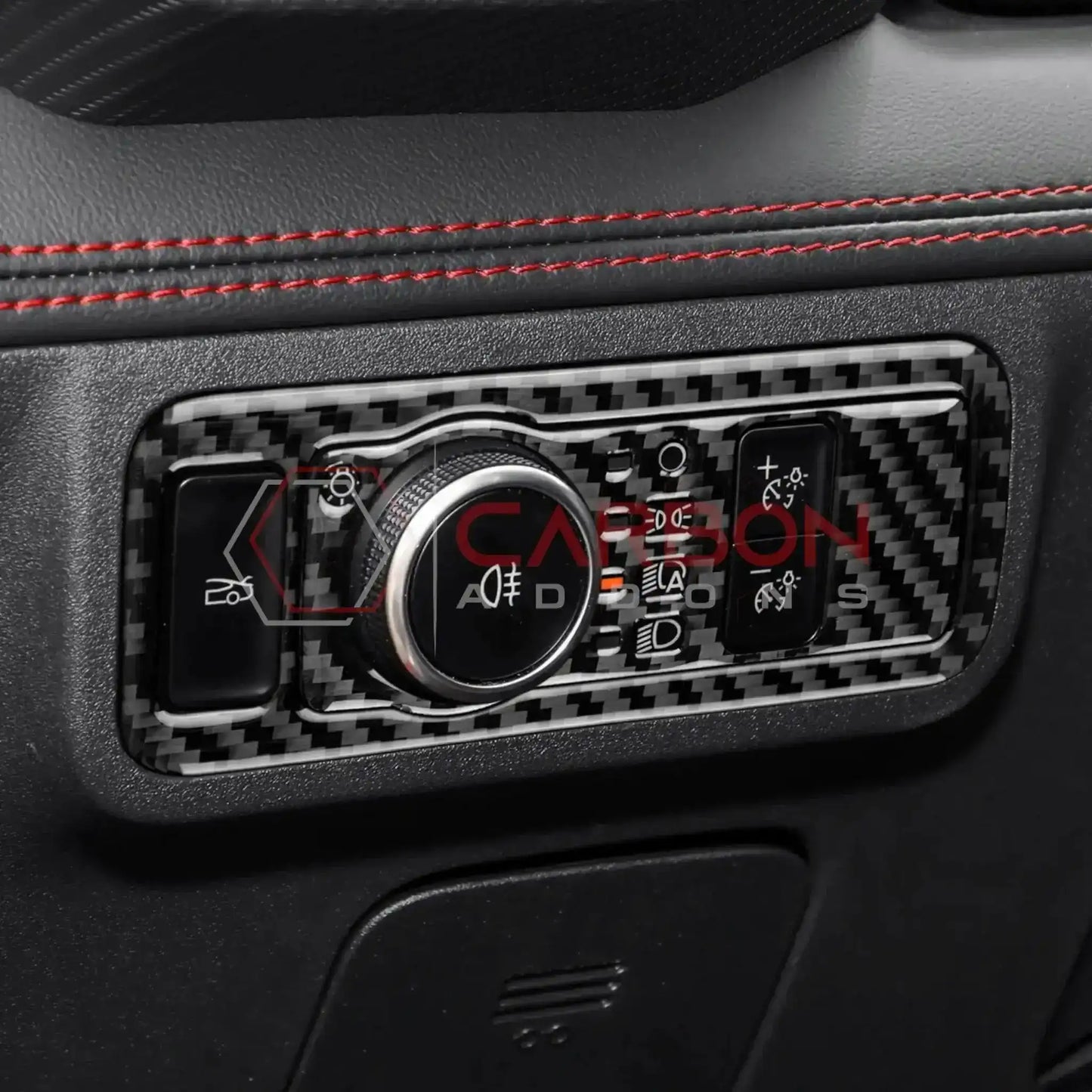 Real Carbon Fiber Headlight Control Trim Overlay for 2024+ Ford Mustang
