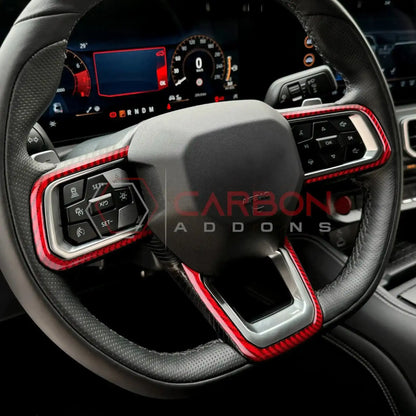 Real Carbon Fiber Steering Wheel Trim Overlays for 2024+ Ford Mustang