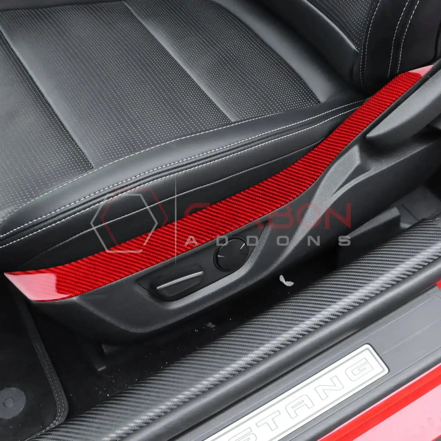 Real Carbon Fiber Seat Control Upper Trim Overlay for 2024+ Ford Mustang