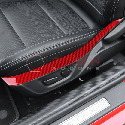 Real Carbon Fiber Seat Control Upper Trim Overlay for 2024+ Ford Mustang