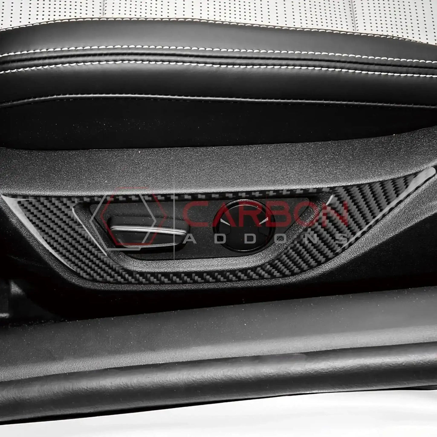Real Carbon Fiber Seat Control Outer Trim Overlay for 2024+ Ford Mustang