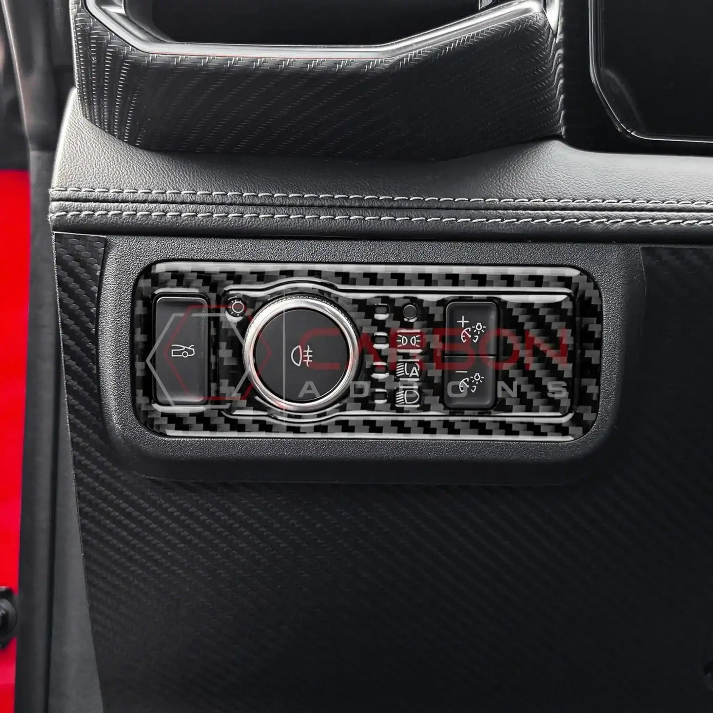 Real Carbon Fiber Headlight Control Trim Overlay for 2024+ Ford Mustang