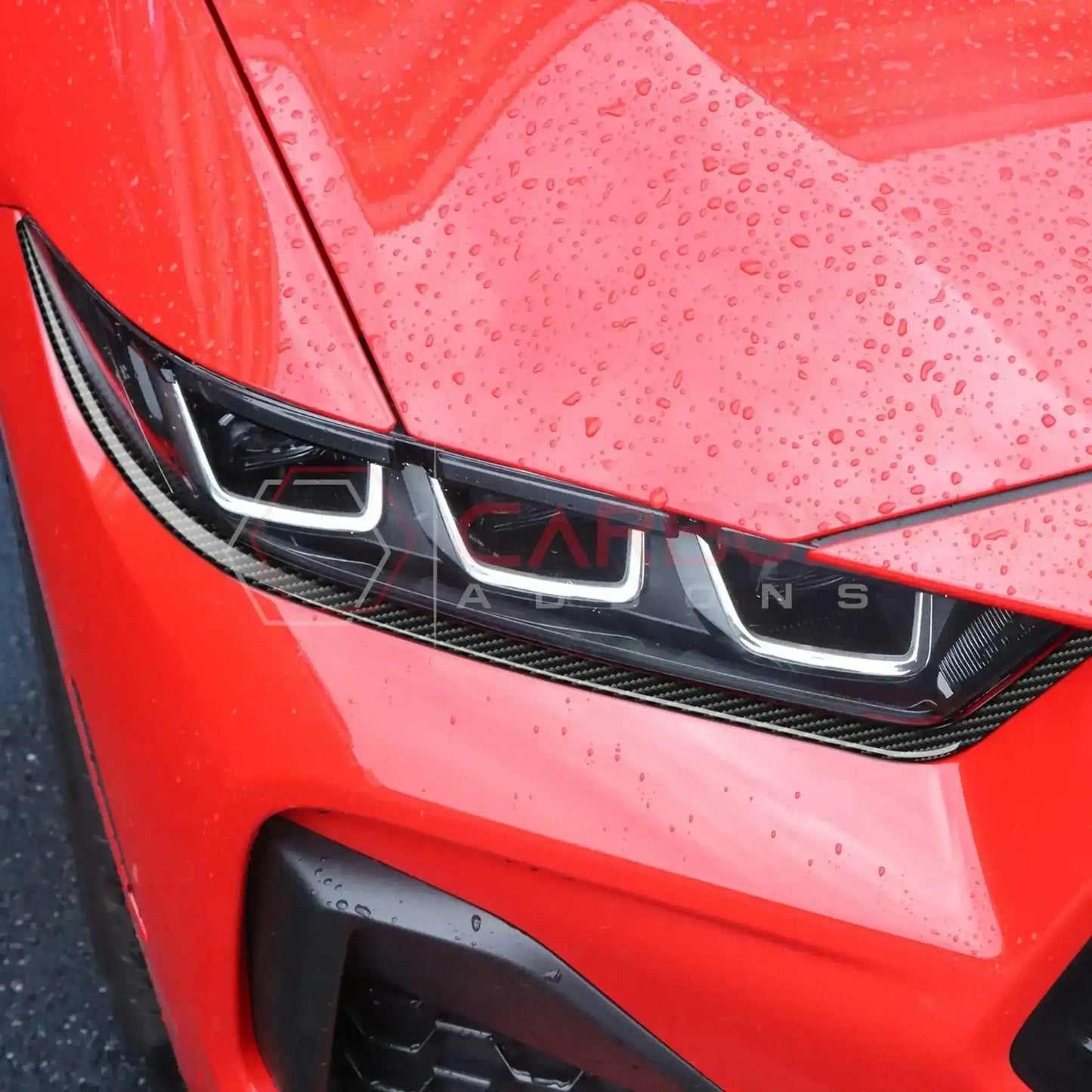 Real Carbon Fiber Headlight Decorative Strip Overlays for 2024+ Ford Mustang