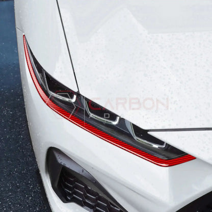 Real Carbon Fiber Headlight Decorative Strip Overlays for 2024+ Ford Mustang