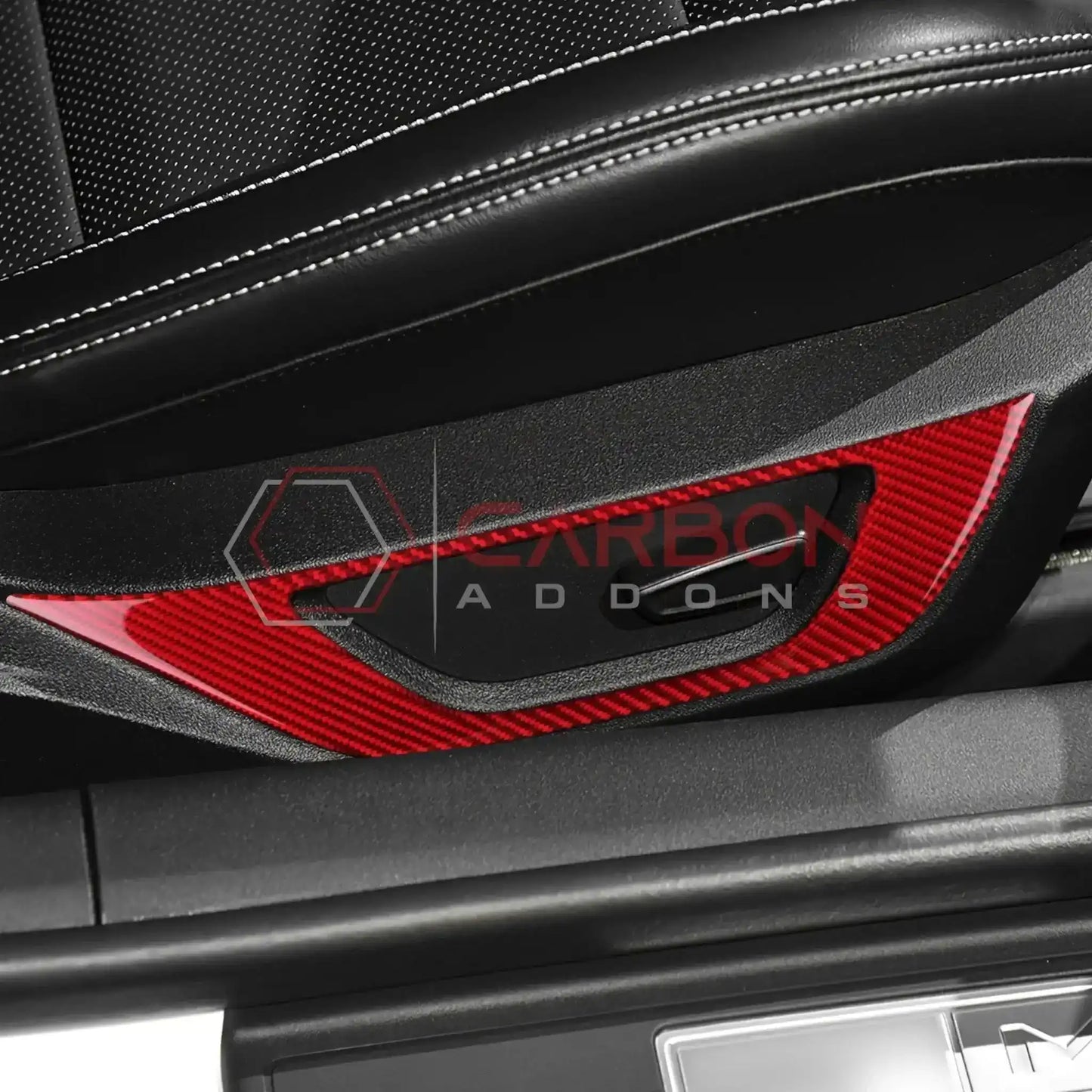 Real Carbon Fiber Seat Control Outer Trim Overlay for 2024+ Ford Mustang