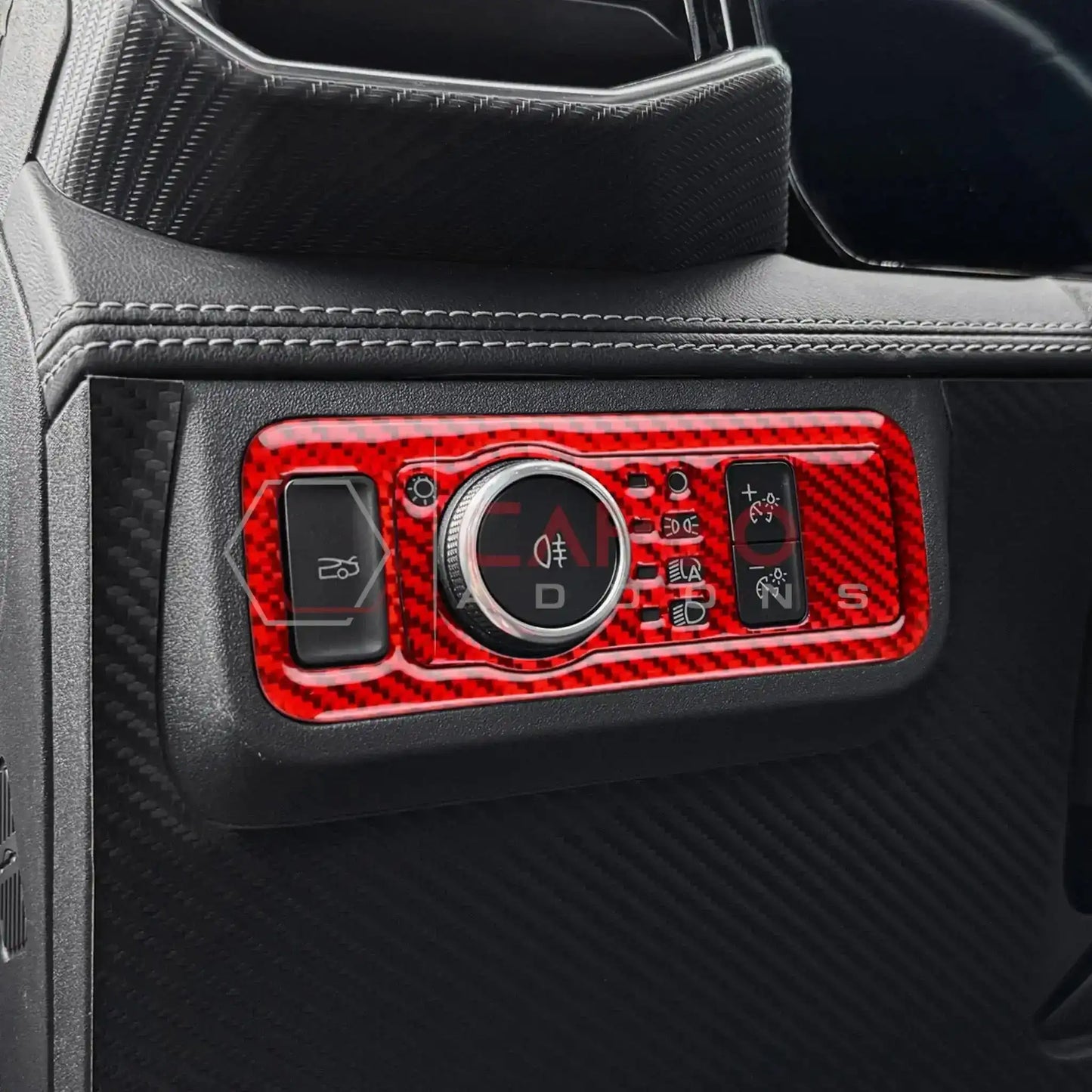 Real Carbon Fiber Headlight Control Trim Overlay for 2024+ Ford Mustang