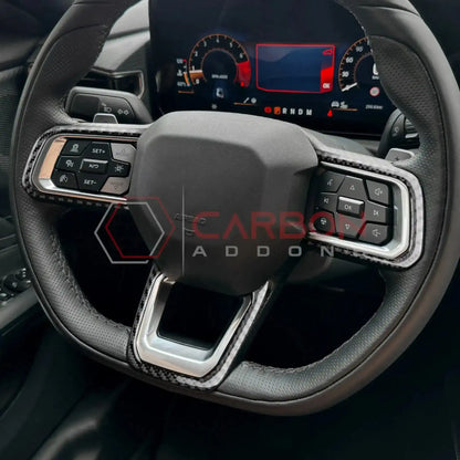 Real Carbon Fiber Steering Wheel Trim Overlays for 2024+ Ford Mustang