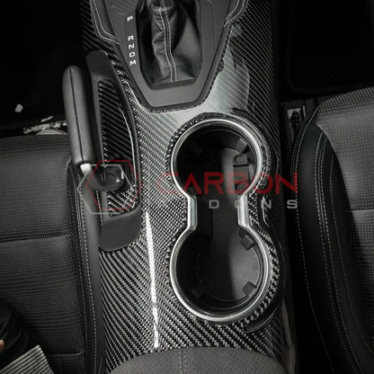 Real Carbon Fiber Center Console Overlay for 2024+ Ford Mustang