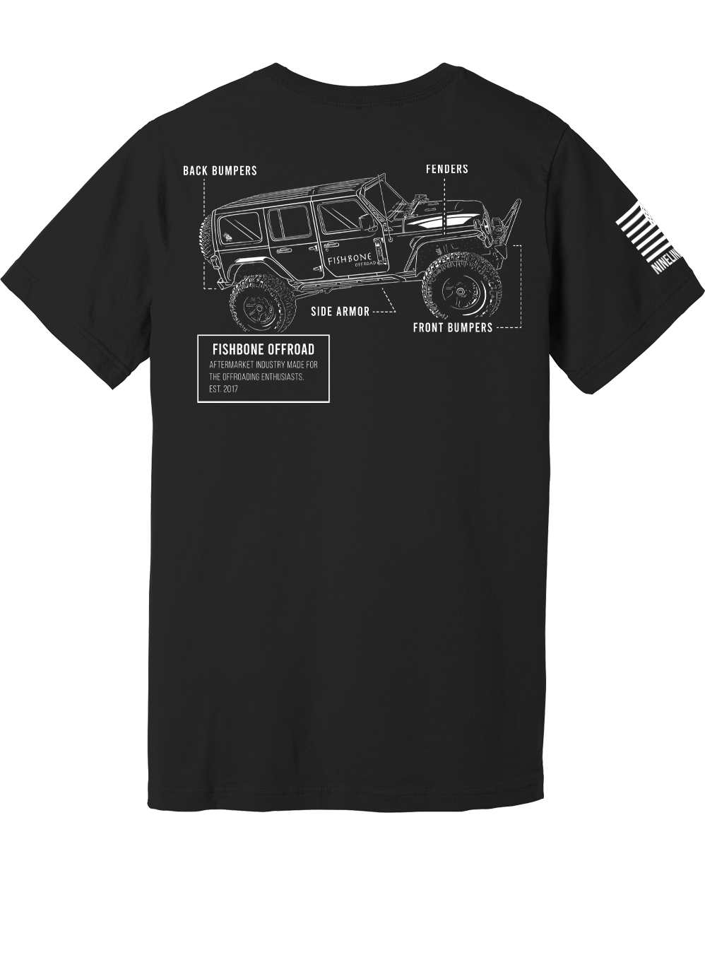 Fishbone Offroad Schematic T-Shirt - Unisex - Black