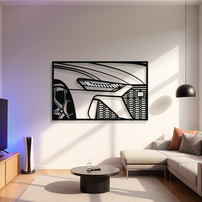 RS6 Avant C8 Apex Front View Metal Neon Frame Wall Art - MT1482