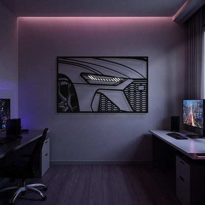 RS6 Avant C8 Apex Front View Metal Neon Frame Wall Art - MT1482