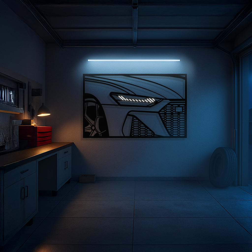 RS6 Avant C8 Apex Front View Metal Neon Frame Wall Art - MT1482