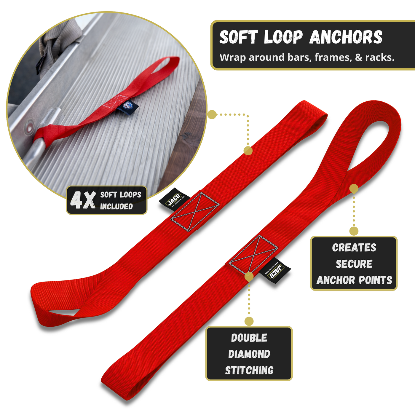 Retractable Ratchet Straps - 1" x 15 ft (1,760 lbs Break Strength) | Auto Self Retracting Cargo Tie Down Strap Set