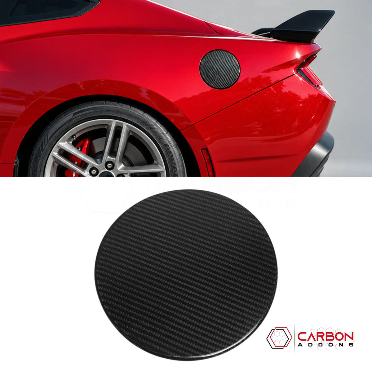 Real Carbon Fiber Fuel Door Cover for 2024+ Ford Mustang