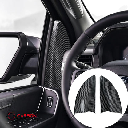 Real Carbon Fiber A-Pillar Speaker Trim Covers for 2021+ Ford F-150