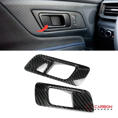 Real Carbon Fiber Interior Door Handle Chrome Delete Covers for 2024+ Ford Mustang