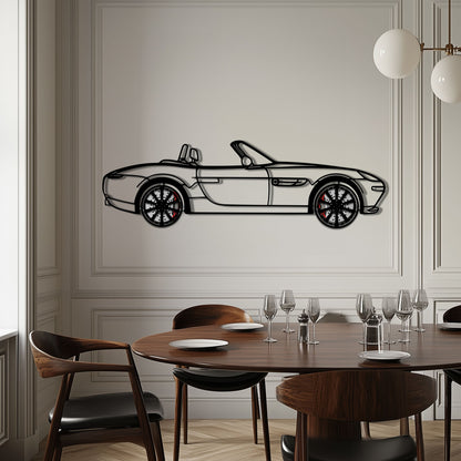 BMW Z8 Metal Car Wall Art with Rotating Wheels - Classic Luxury Roadster Silhouette - Interactive Automotive Wall Decor - KAFMEKA115