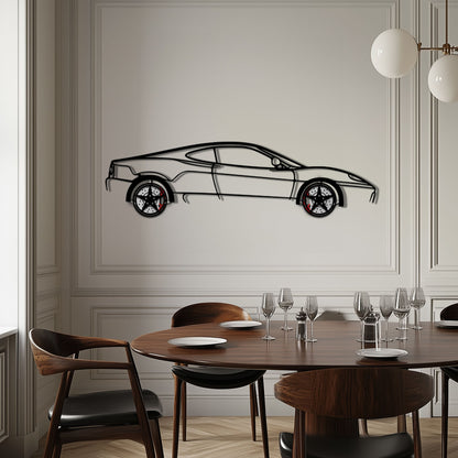 Ferrari 360 Modena Metal Car Wall Art with Rotating Wheels - Italian V8 Supercar Silhouette - Interactive Automotive Decor - KAFMEKA122