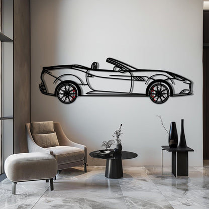Ferrari California Metal Car Wall Art with Rotating Wheels - Italian V8 Grand Tourer Silhouette - Interactive Automotive Wall Decor - KAFMEKA130