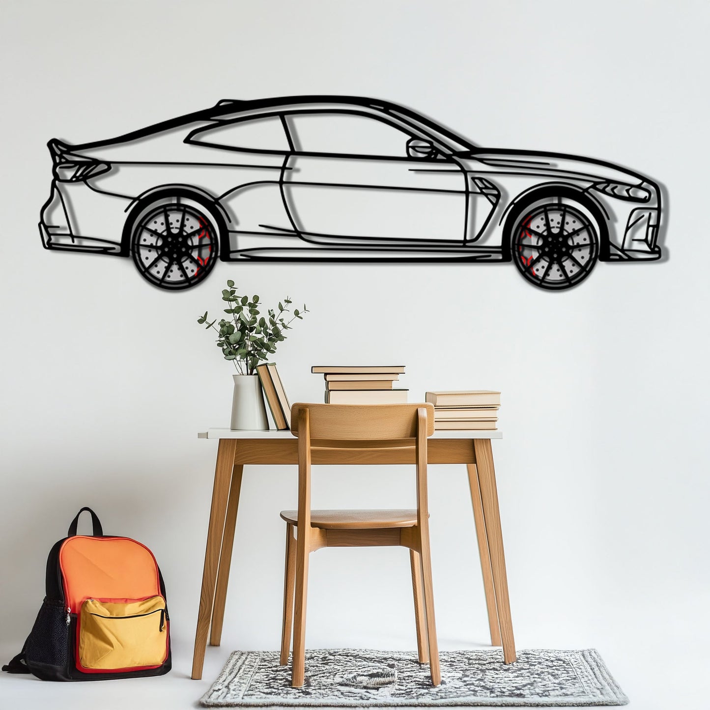 BMW M4 CSL Metal Car Wall Art with Rotating Wheels - Limited Edition G82 Silhouette - Interactive Automotive Wall Art - KAFMEKA108