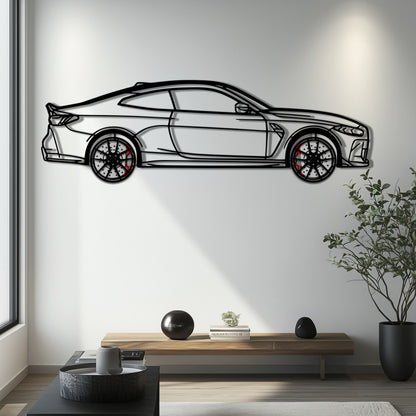 BMW M4 CSL Metal Car Wall Art with Rotating Wheels - Limited Edition G82 Silhouette - Interactive Automotive Wall Art - KAFMEKA108
