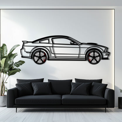 Ford Mustang GTR (2008) Metal Car Wall Art with Rotating Wheels - Modern Muscle Silhouette Decor - Interactive Automotive Wall Art - KAFMEKA139