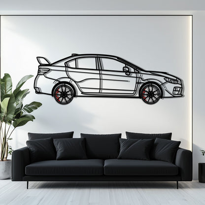 Subaru WRX Metal Car Wall Art with Rotating Wheels - Rally Legend Silhouette - Interactive Automotive Wall Decor - KAFMEKA155