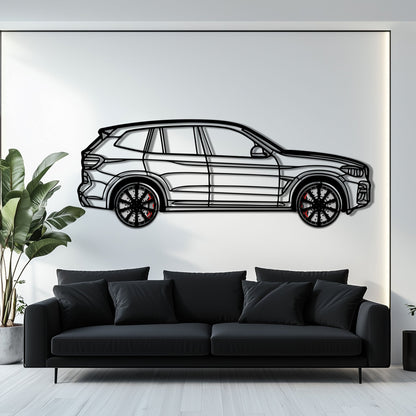 BMW X3 Metal Car Wall Art with Rotating Wheels - Modern SAV Silhouette Decor - Interactive Automotive Wall Art - KAFMEKA110