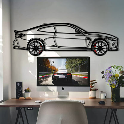 BMW M4 CSL Metal Car Wall Art with Rotating Wheels - Limited Edition G82 Silhouette - Interactive Automotive Wall Art - KAFMEKA108