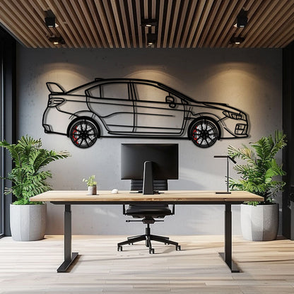 Subaru WRX Metal Car Wall Art with Rotating Wheels - Rally Legend Silhouette - Interactive Automotive Wall Decor - KAFMEKA155