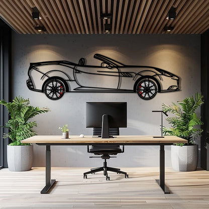 Ferrari California Metal Car Wall Art with Rotating Wheels - Italian V8 Grand Tourer Silhouette - Interactive Automotive Wall Decor - KAFMEKA130