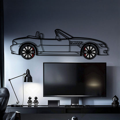 BMW Z3 Metal Car Wall Art with Rotating Wheels - Classic Roadster Silhouette Decor - Interactive Automotive Wall Art - KAFMEKA112