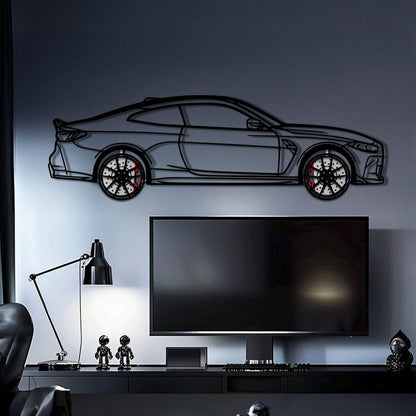 BMW M4 CSL Metal Car Wall Art with Rotating Wheels - Limited Edition G82 Silhouette - Interactive Automotive Wall Art - KAFMEKA108