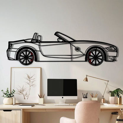 BMW Z4 M Roadster Metal Car Wall Art with Rotating Wheels - M Power Silhouette Decor - Interactive Automotive Wall Art - KAFMEKA114