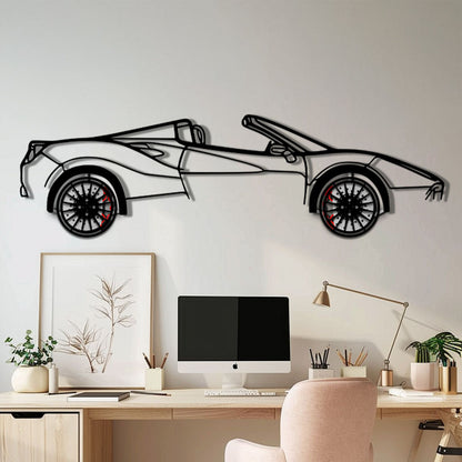 Ferrari 488 Spider Metal Car Wall Art with Rotating Wheels - Italian Twin-Turbo V8 Silhouette - Interactive Automotive Wall Decor - KAFMEKA126