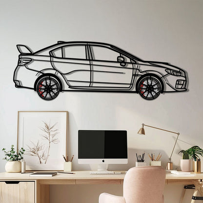 Subaru WRX Metal Car Wall Art with Rotating Wheels - Rally Legend Silhouette - Interactive Automotive Wall Decor - KAFMEKA155