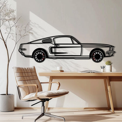 Ford Mustang GT Metal Car Wall Art with Rotating Wheels - Classic American Muscle Silhouette - Interactive Automotive Wall Decor - KAFMEKA137