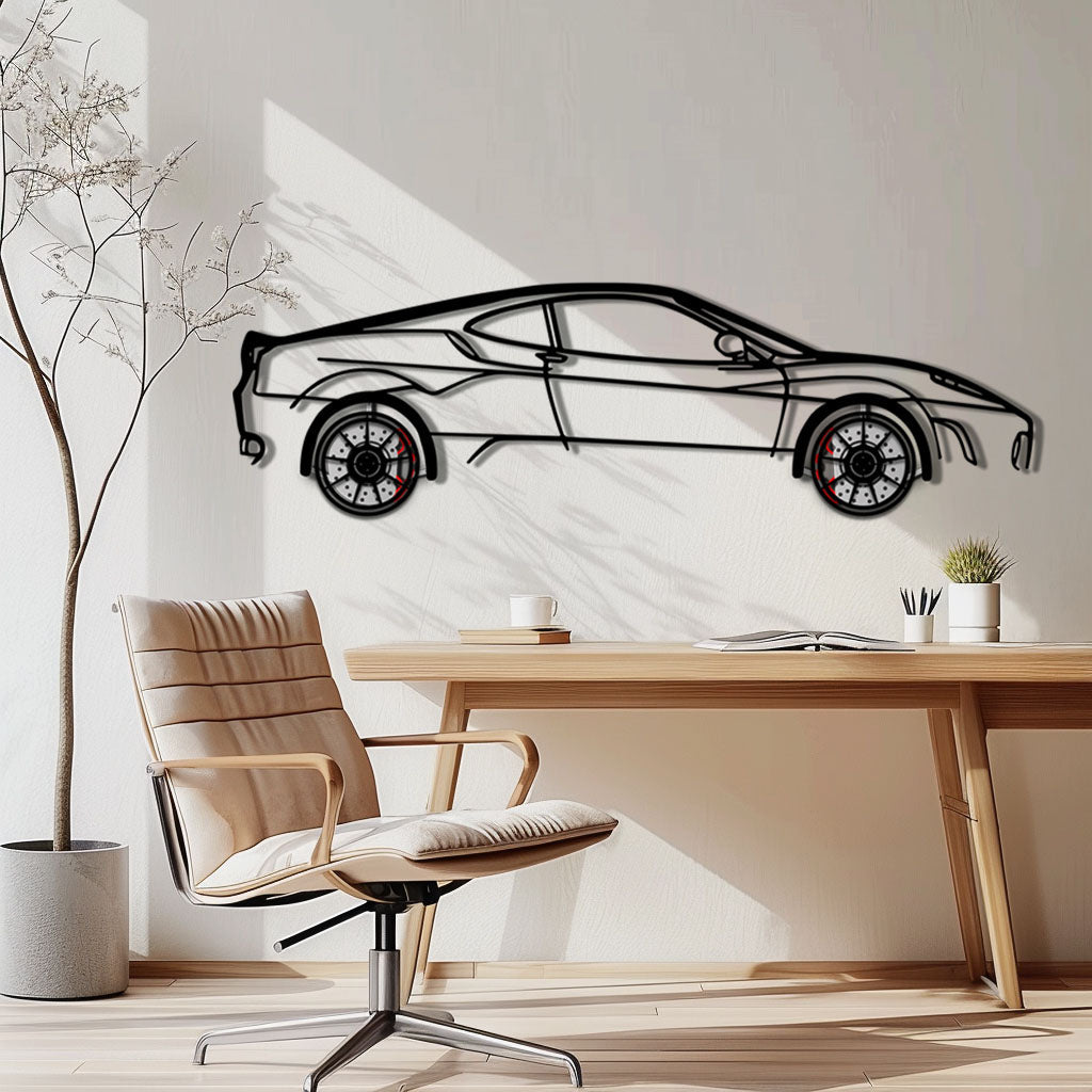 Ferrari F430 Metal Car Wall Art with Rotating Wheels - Italian V8 Supercar Silhouette - Interactive Automotive Wall Decor - KAFMEKA132