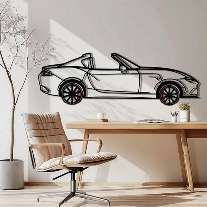 Mazda MX-5 RF Metal Car Wall Art with Rotating Wheels - JDM Roadster Silhouette - Interactive Automotive Wall Decor - KAFMEKA146
