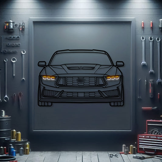 Mustang Front View Metal Neon Car Wall Art - MTN0233
