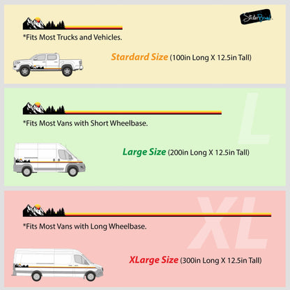 Mountain Forest Sunset Truck/Car Decal. Yellow, Orange, Red Color Scheme. #6811