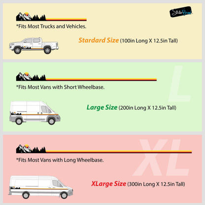 Mountain Forest Sunset Truck/Car Decal. Yellow, Orange, Red Color Scheme. #6811-Sup